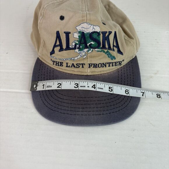 Retro Alaska Adjustable Hat, Beige, Embroidered State The Last Frontier, - Picture 6 of 7
